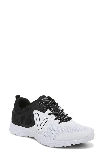 Vionic Energy Mixed Media Sneaker In White/ Black