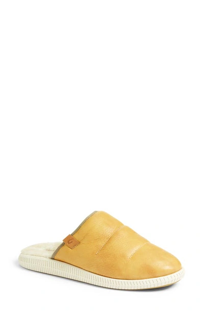 Olukai Mua Ili Genuine Shearling Slipper In Golden Sand / Bone