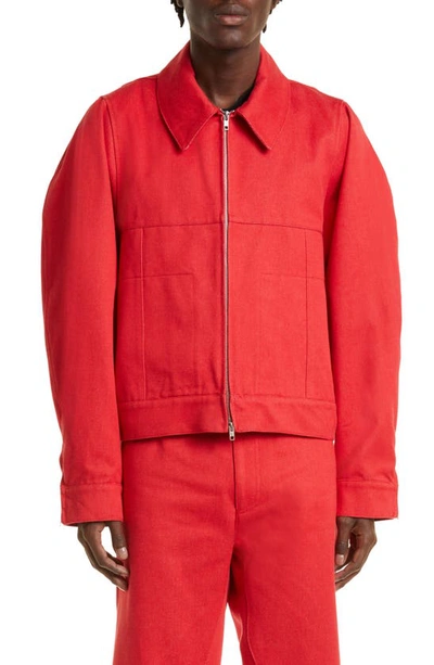 Bianca Saunders X Isko Bowl Organic Cotton Denim Jacket In Red