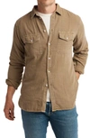 Rowan Leeds Double Weave Button-up Shirt In Stone