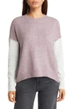 Vince Camuto Fuzzy Visible Seam Sweater In Purple