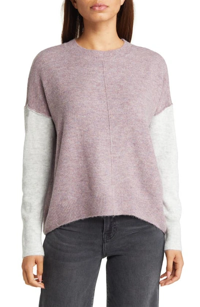 Vince Camuto Fuzzy Visible Seam Sweater In Purple Heather