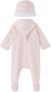 GIVENCHY BABY PINK 4G JUMPSUIT & BEANIE & CLOTH SET