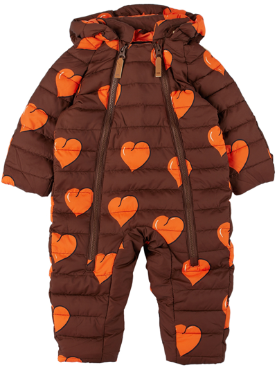 Mini Rodini Baby Brown Hearts Snowsuit