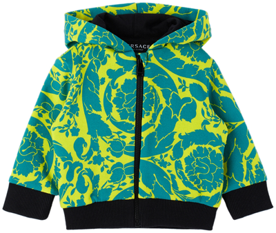 Versace Baby Green & Yellow Barocco Hoodie In 5y190 Green