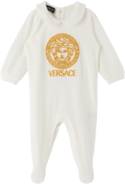 Versace Baby White Medusa Jumpsuit In 2w110