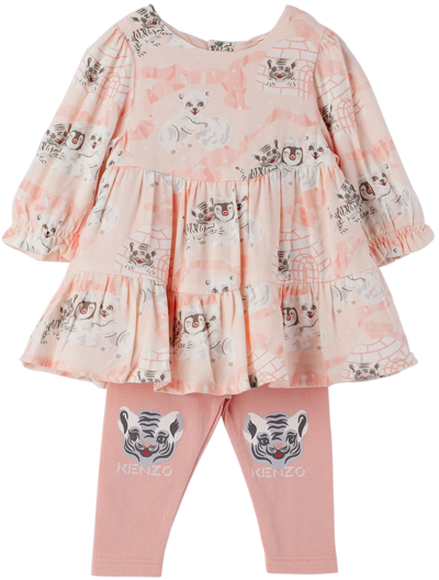 Kenzo Baby Pink Dress & Leggings Set In 44d - Loukoum
