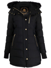 Moose Knuckles Watershed Hooded Shearling Trim Down Parka In Black