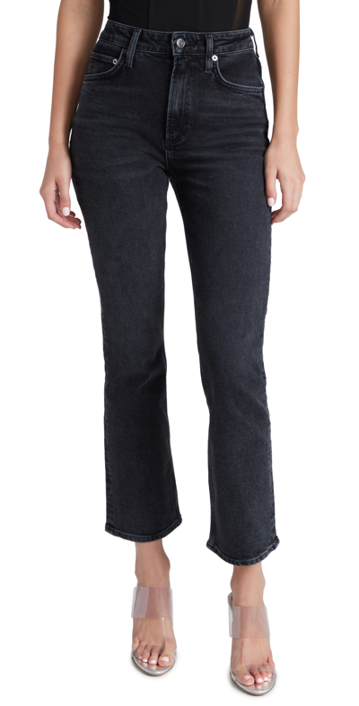 Agolde Ren High-rise Cropped Straight Jeans In Black