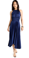 A.l.c Renzo Ii Satin Pleated High-neck Midi Dress In Riviera