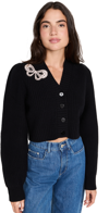 Loveshackfancy Women's Larsa Bow-detailed Wool-cashmere Cardigan In Black,pink