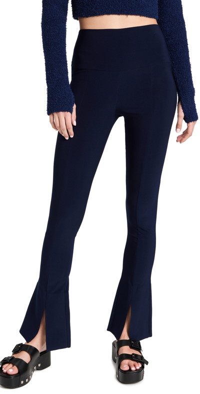 Norma Kamali Spat Flared Jersey Leggings In True Navy