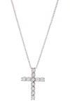 Effy Sterling Silver Diamond Cross Pendant Necklace In White