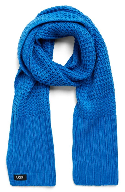 Ugg Textured Wool Blend Scarf In True Blue