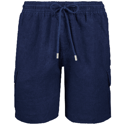Vilebrequin Baie Linen Bermuda Cargo Shorts In Blue