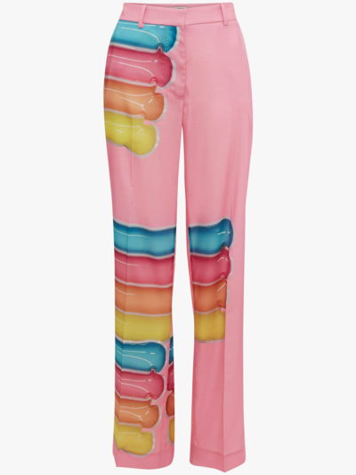 Jw Anderson Graphic-print Tailored Trousers In Pink