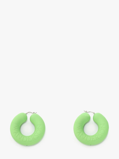 Jw Anderson Bumper-tube Hoop Earrings In Green