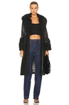 Saks Potts Foxy Shearling Trench Coat Black In Black