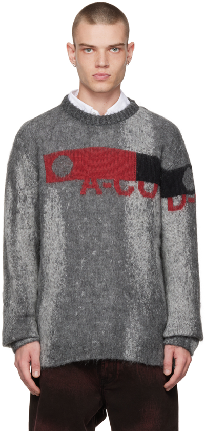 A-cold-wall* Sprayed-effect Logo-jacquard Jumper In Grey