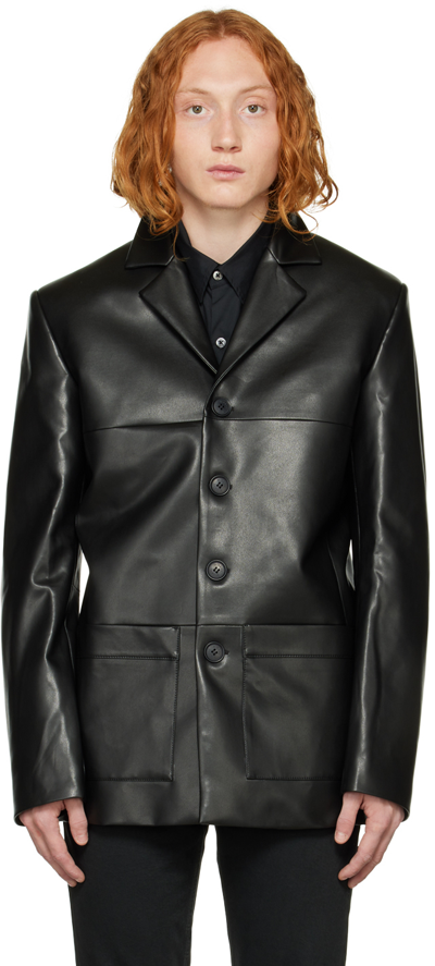 Misbhv Black Davide Faux-leather Blazer