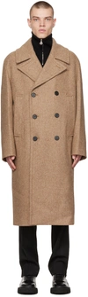 SOLID HOMME BROWN STRIPED COAT