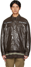 A. A. SPECTRUM BROWN LILEX LIGHT FAUX-LEATHER JACKET