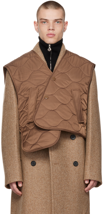 Solid Homme Brown Quilted Vest In 426d Mud