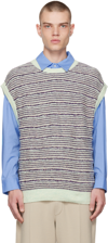 SOLID HOMME PURPLE STRIPED VEST