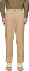 SOLID HOMME BEIGE TAPERED TROUSERS