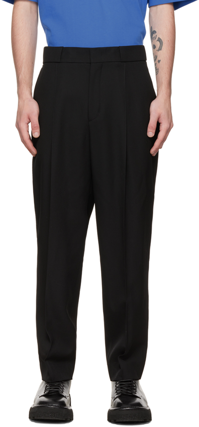 Solid Homme Black One Tuck Trousers In 502b Black