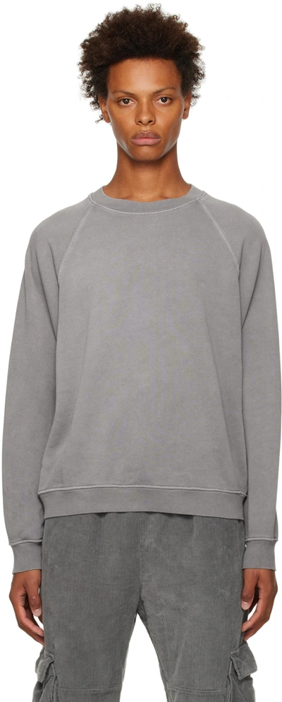 Les Tien Gray Classic Sweatshirt In Washed Grease