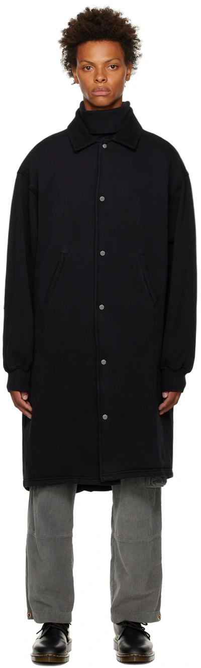 Les Tien Black Oversized Coat In Jet Black