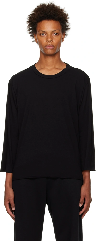 Les Tien Black Oversized Long Sleeve T-shirt In Jet Black