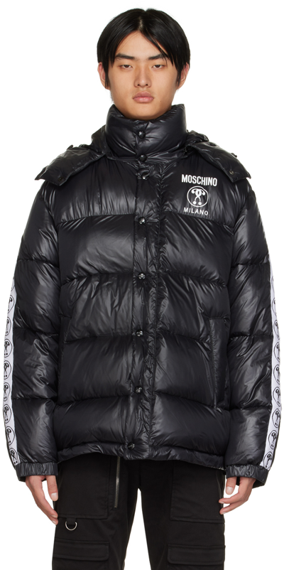 Moschino Black Double Question Mark Padded Down Jacket