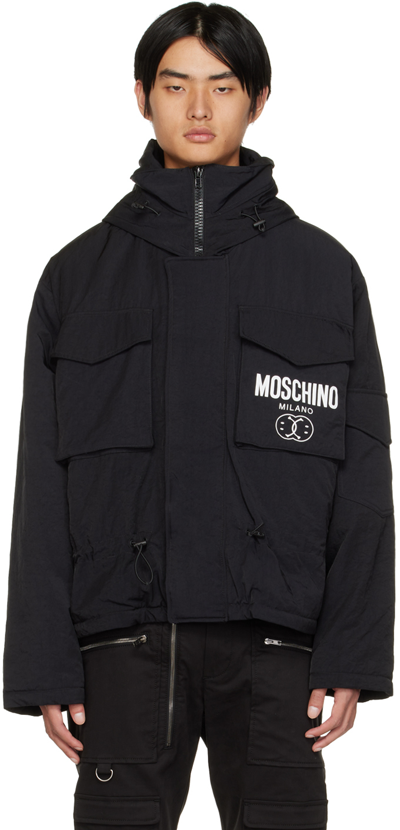 Moschino Black Double Smile Jacket In A1555 Fantasy Print