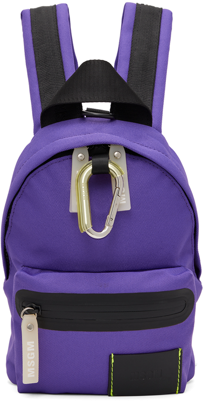 Msgm Purple Mini Canvas Backpack In 74 Purple