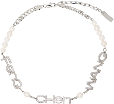 Feng Chen Wang Silver Pearl & Crystal Necklace