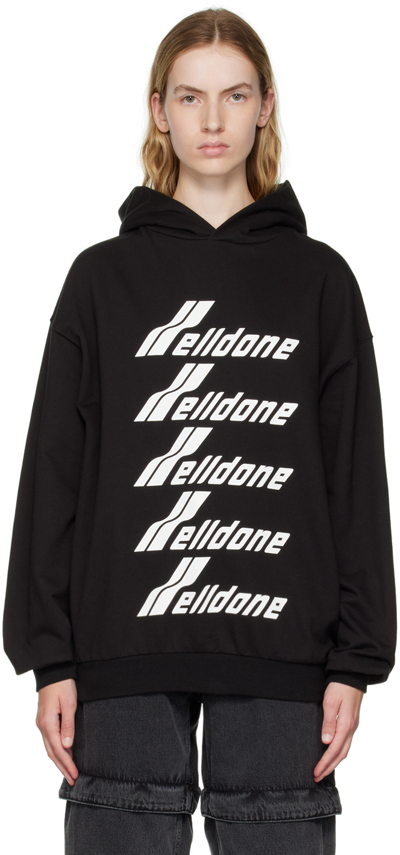 We11 Done Black Cotton Hoodie In White/black