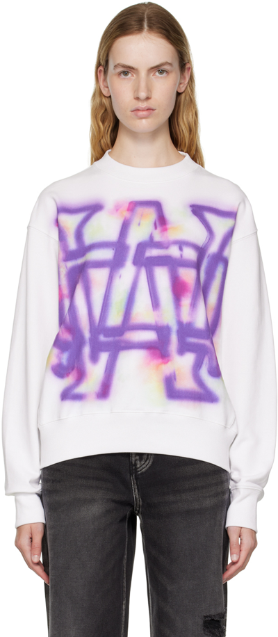 We11 Done White Rainbow Symbol Sweatshirt