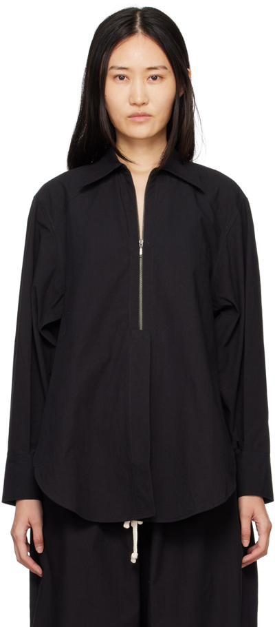 Subtle Le Nguyen Black Wrinkled Polo Shirt