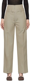 Subtle Le Nguyen Khaki Double Waistband Trousers In Green