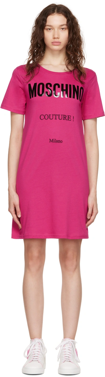 Moschino Logo-print T-shirt Dress In Fuchsia