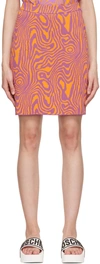 Moschino Purple & Orange Moiré Effect Miniskirt In Fantasy Print Orange