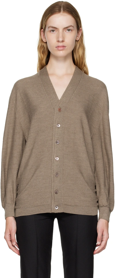 Lemaire Grey V-neck Buttoned Cardigan In Brown