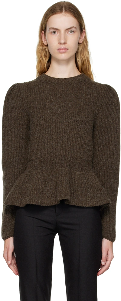 Lemaire Ribbed-knit Peplum-hem Jumper In Br483 Eagle