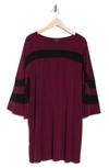 Nina Leonard Jewel Neck Miracle Matte Jersey Dress In Wine/black
