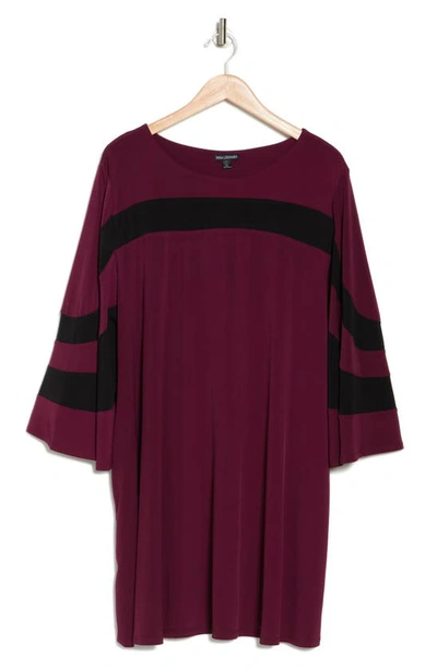 Nina Leonard Jewel Neck Miracle Matte Jersey Dress In Wine/black