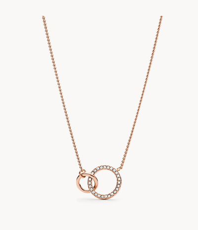 Fossil Women's Rose Gold Stainless Steel Pendant Necklace In White