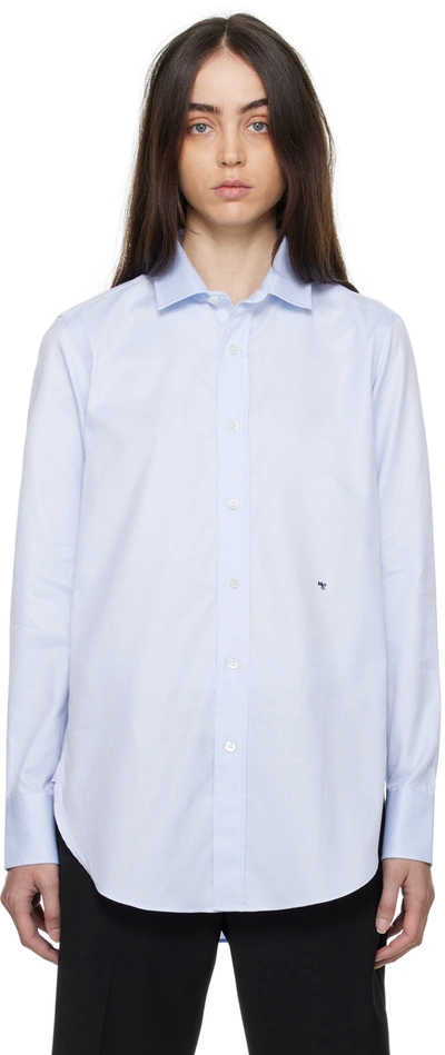 Hommegirls Logo-embroidered Cotton-twill Shirt In Blue