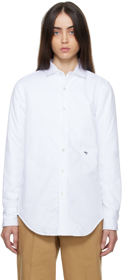 Hommegirls Logo-embroidered Padded Shirt Jacket In White